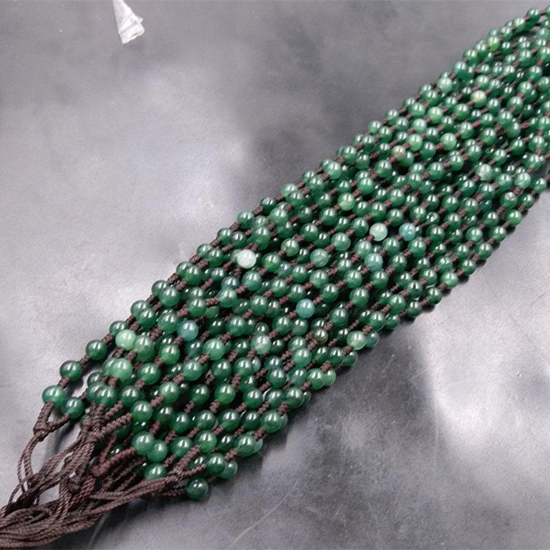 Hand-Woven 6mm Dark Green Jade Bead Necklace Lanyard Cord Only