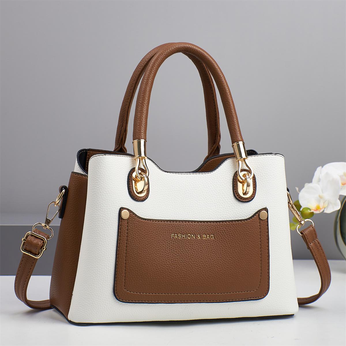 Yiran Furniture Nieuwe Splicing Contrasterende Kleur Meerlaagse Handtas met Grote Capaciteit Hoge Waarde Eenvoudige Schoudertas Multifunctionele Crossbody Tas Modieus .
