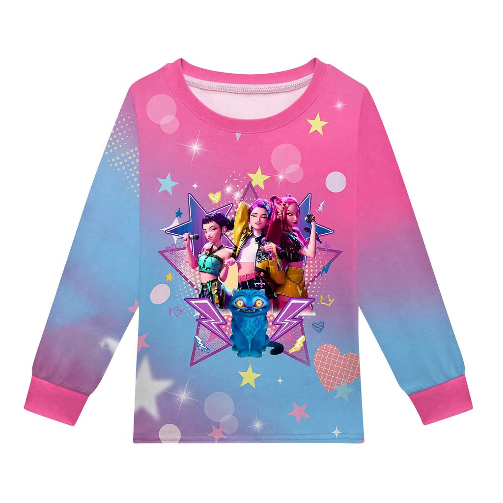 Children's Fashion Suit Skirt Round Neck Long Sleeve Top Pants