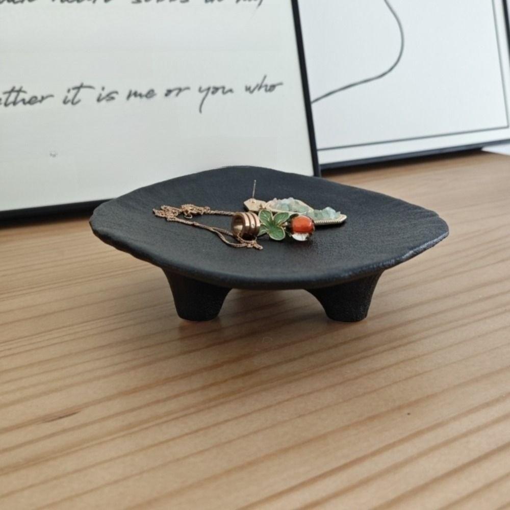 Ceramic Jewelry Storage Tray Creative Aromatherapy Candle Stand Desktop Storage Plate  Kitchen