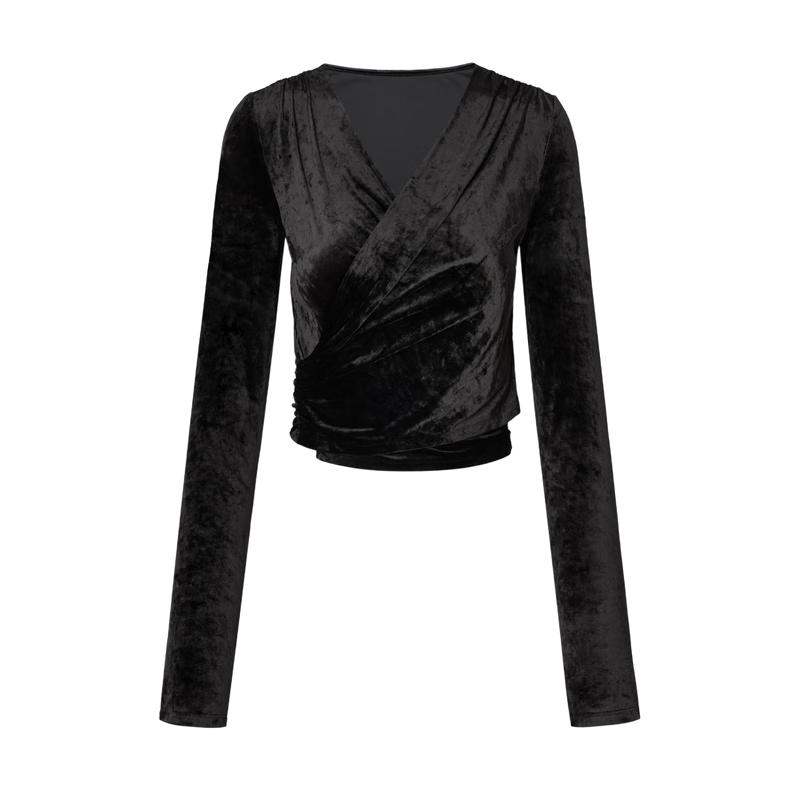 MO&Co. Women s Velvet Blend V-Neck Short Top M