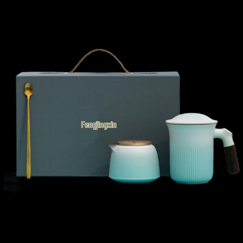 

Half Mountain Winter Snow Ceramic Tea Mug Set with Infuser