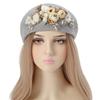 Pearls Studded Girls Beret Stylish Bowknot Headwear Painter Hat Show Small Face Versatile Painter Hat Flower