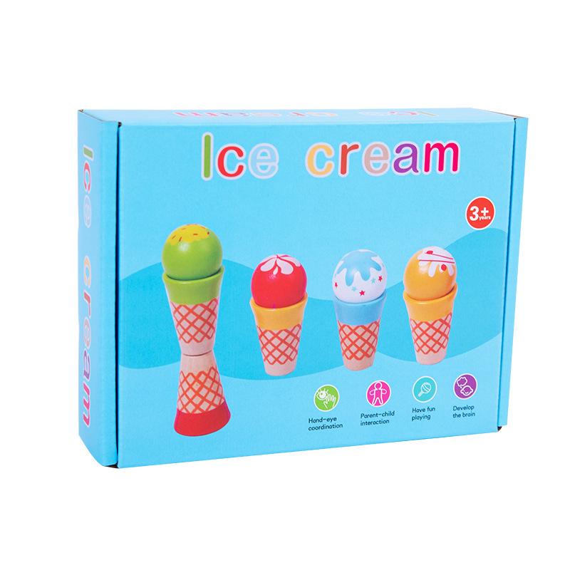 Wooden Ice Cream Shop Pretend Play & Cash Register Toy for Kids