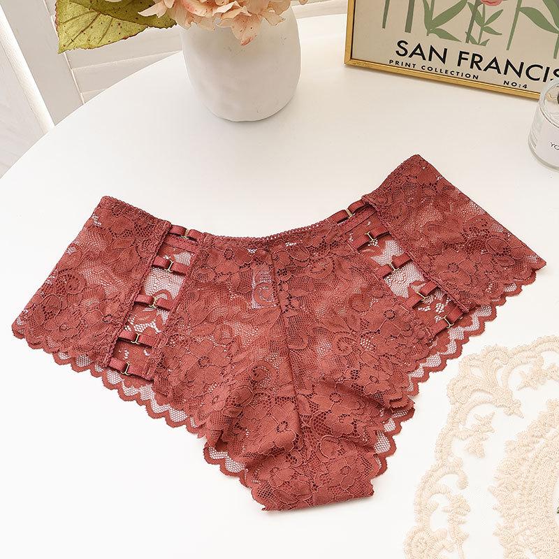 12 Color Women's Panties Underwear Sexy Hollow Middle Waist Briefs Lace Flower Breathable Underpants Europe Plus Size Lingerie