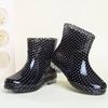 Black Polka Dots Women's Rain Shoes Waterproof And Non-slip Kitchen Work Rubber Shoes Pvc Short Tube Rain Boots Summer Shoes