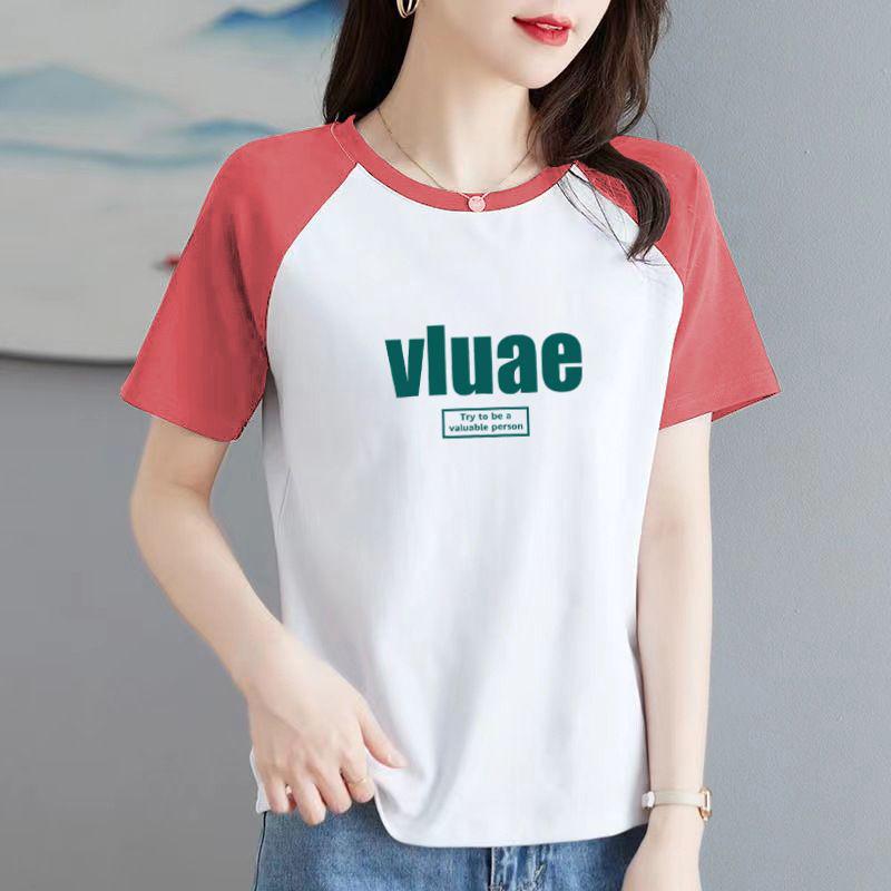 

Women s Color Block Cotton T-Shirt: European Style, Short Sleeve, Early Spring 2025 Collection. L [115-125 lbs]