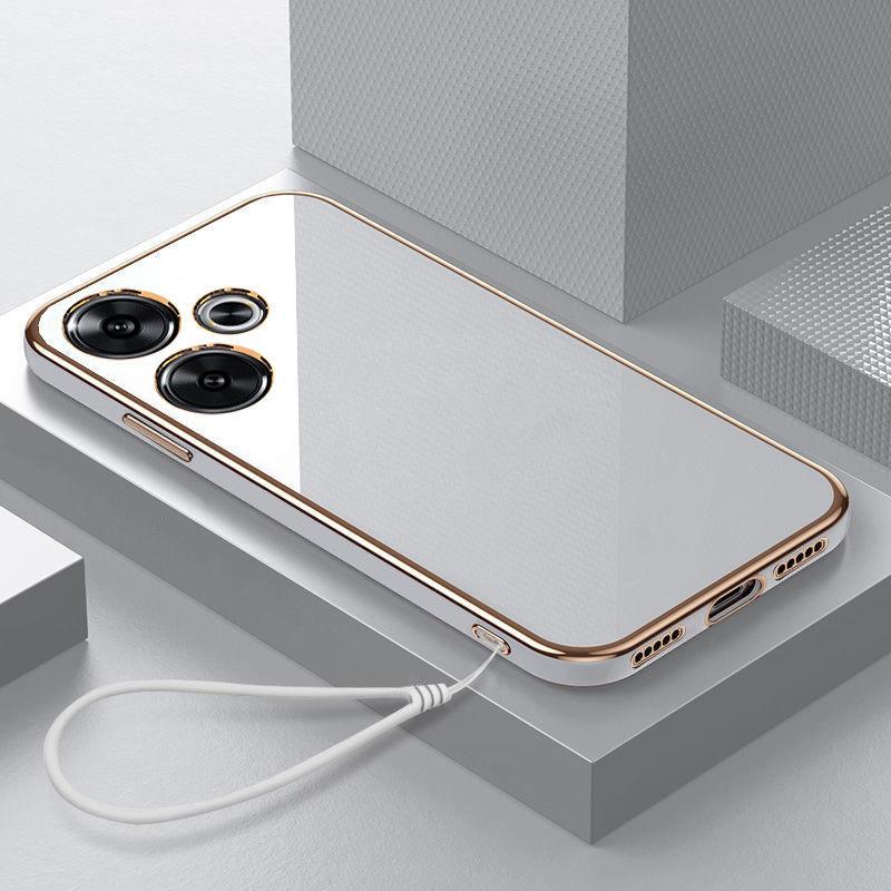 For Xiaomi Redmi Turbo 3 Case Redmi Turbo3 Phone Case Straight edge electroplate Plating ShockProof Silicone Back Soft Cover