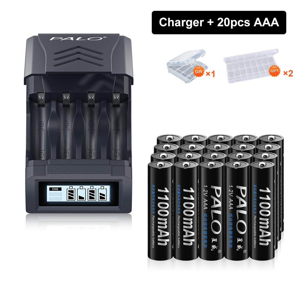 PALO 1.2V NI-MH AAA 1100mah Rechargeable battery AAA NIMH 3A Batteries With 4 Slots USB charger for 1.2V/1.5V AA AAA Battery