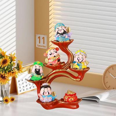 Adorable God of Wealth Figurine Chinese Style Decor for Home Or Office