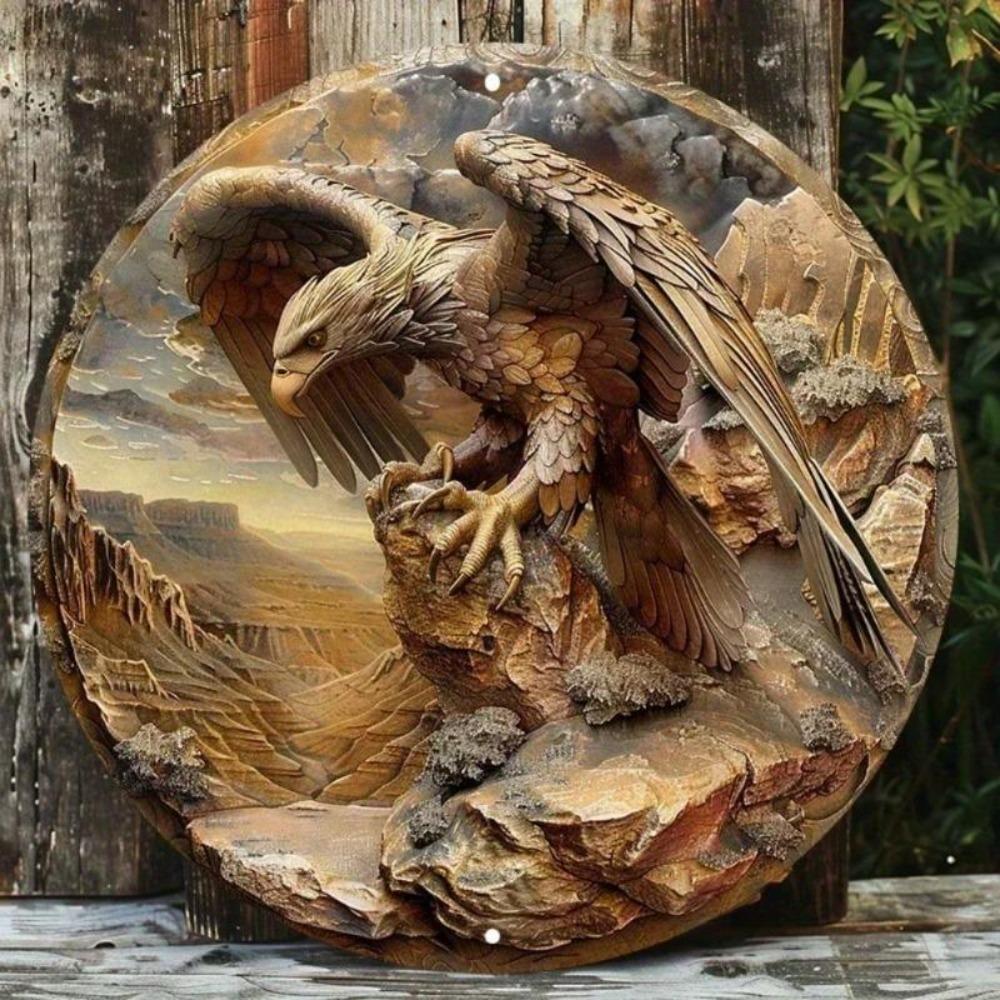 Aluminum Metal Wall Art Eagle Cat Scratch Proof Outdoor Indoor Decor Painting