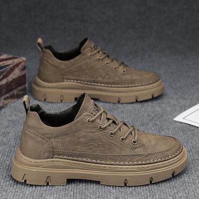 Zapatos de hombre 2024 nuevo otoño botas Martin de trabajo para hombre zapatos casuales de cuero de caña baja zapatos de trabajo de suela blanda zapatos de moda