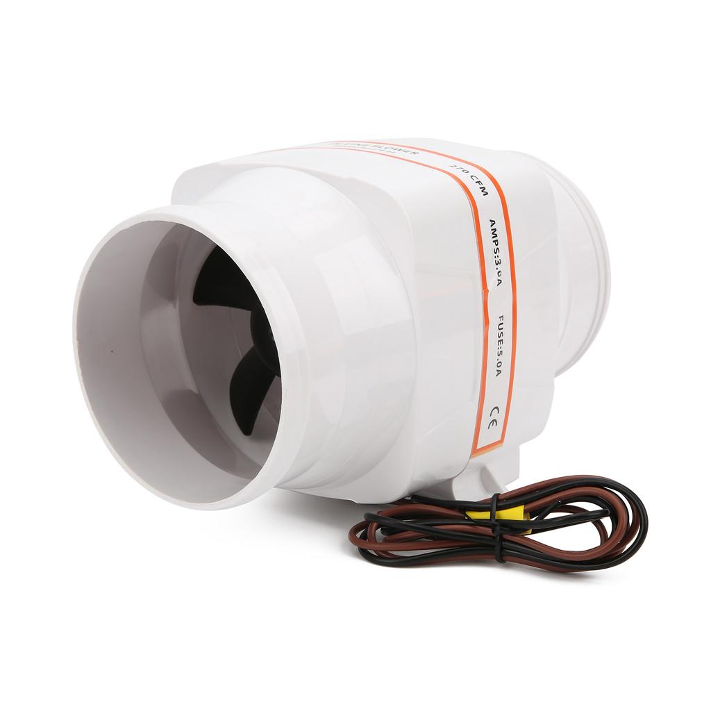4in 270CFM Bilge Air Blower InLine Electric Waterproof White for Marine Boat DC 24V