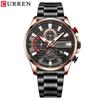 Curren Men's Multifunctional Waterproof Quartz Watch with Calendar and Large Dial Steel Band.