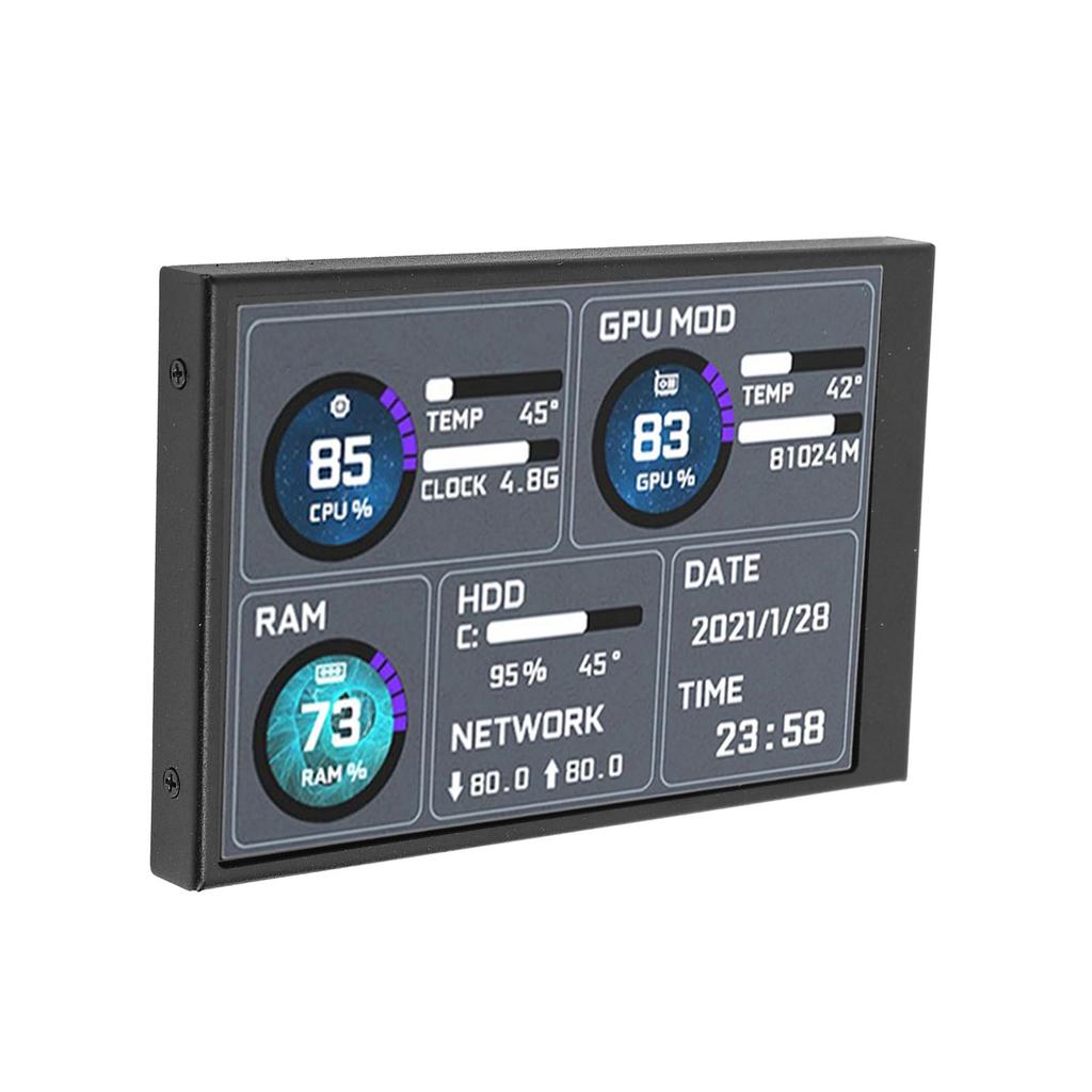 3.5inch IPS Secondary Screen USB C Computer Temperature Display Sub Screen Computer Temp Screen