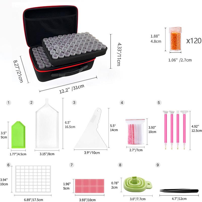 

Сумка для хранения алмазной картины из 60 ячеек и набор инструментов для эфирного масла