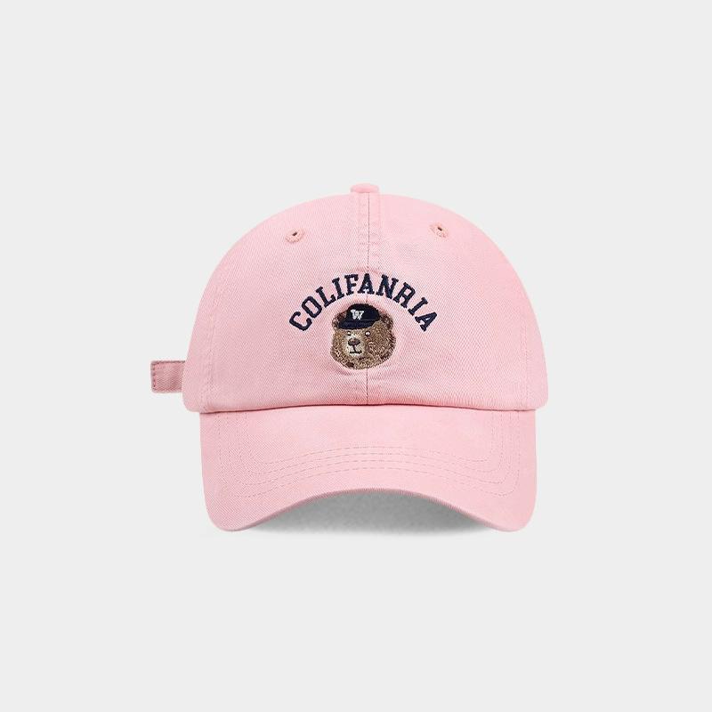 Embroidered Bear Baseball Cap Versatile Spring and Summer Korean Outdoor Sun Protection Face Protecting Small Duckball Cap American Sun Hat