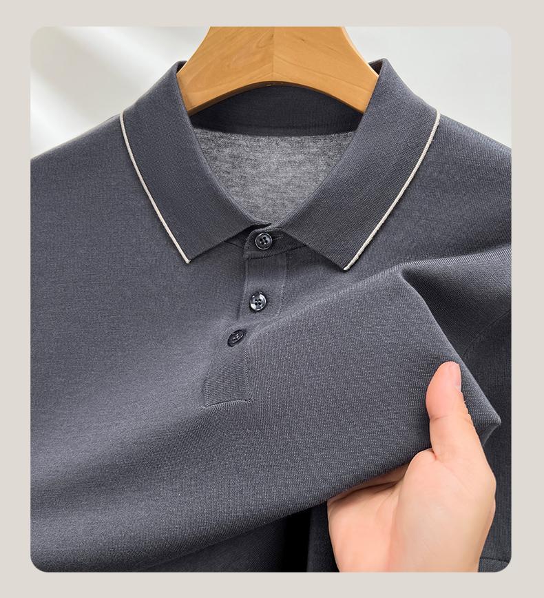 [Sharp and Colorful Edge] [Mulberry Silk Cool Feeling] Men's Business and Leisure Collar Short Sleeve