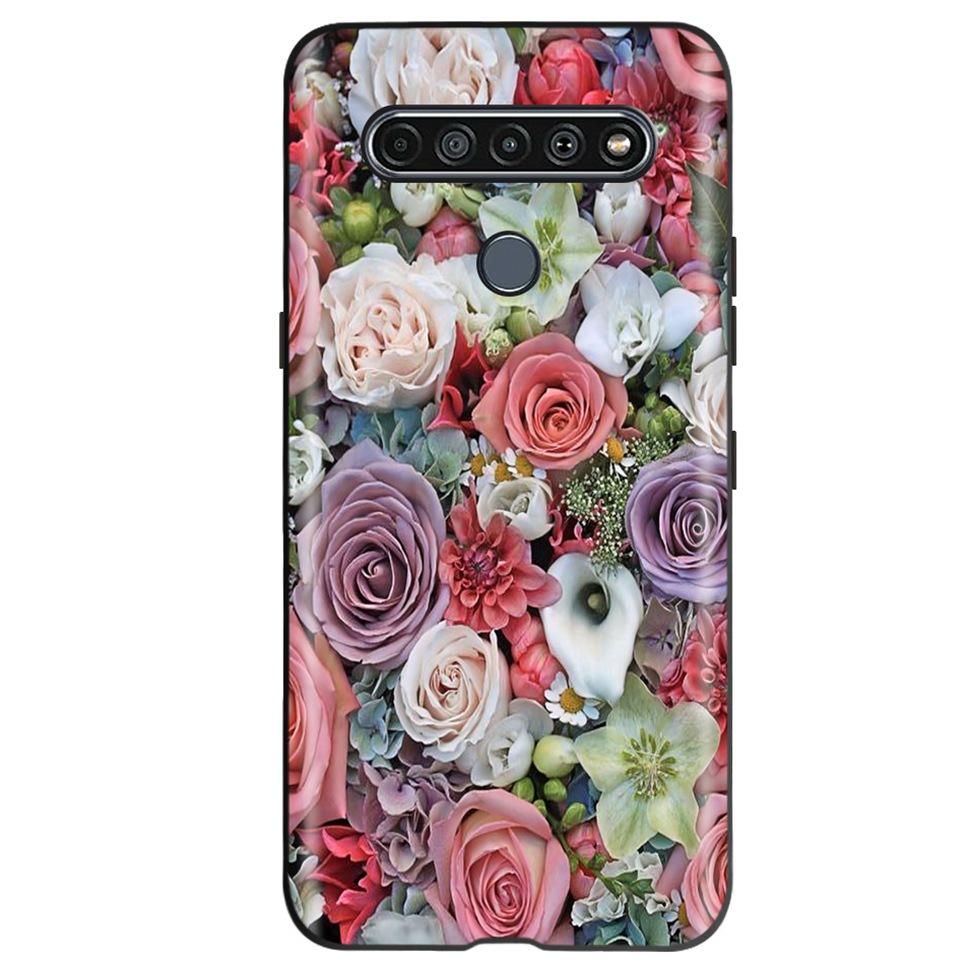 Black TPU Cover For LG K61 2020 CaseCute Cat Pattern Coque For LG K61K 61 LGK61 Luxury Matte Shockproof Protection Etui Bumper