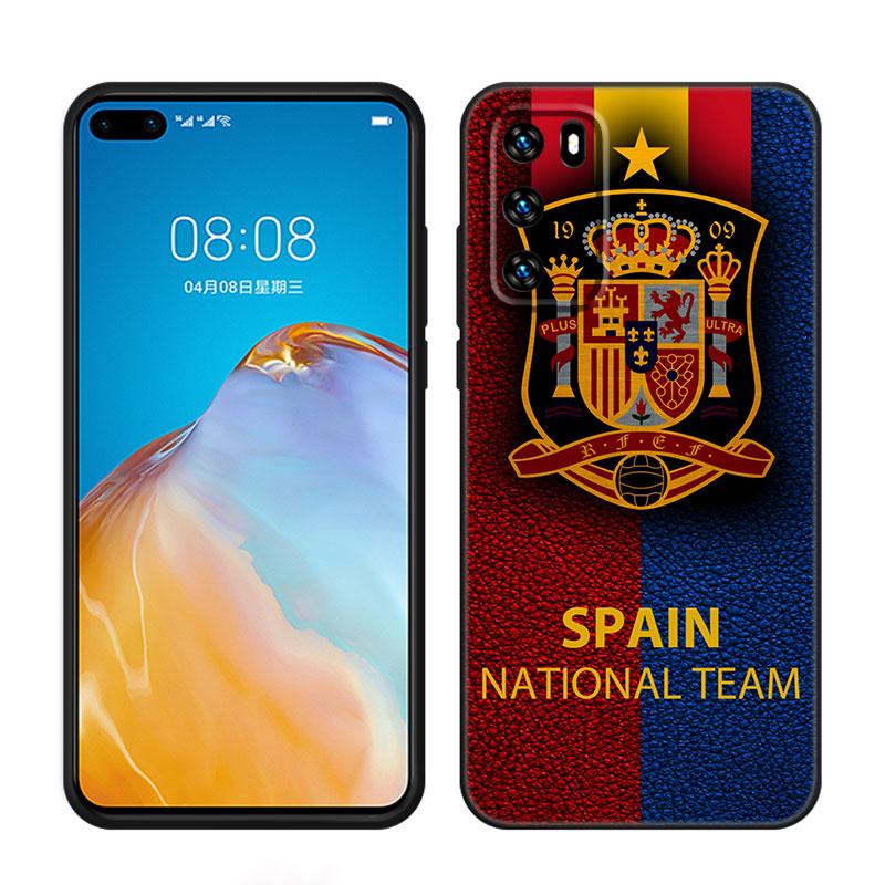 Hiszpania Flagi Narodowe Czarne Etui na Telefon Dla Huawei P10 P20 P30 P40 Lite P50 P60 Art P50E P Smart Z 2018 2020 2021 Pro 2019