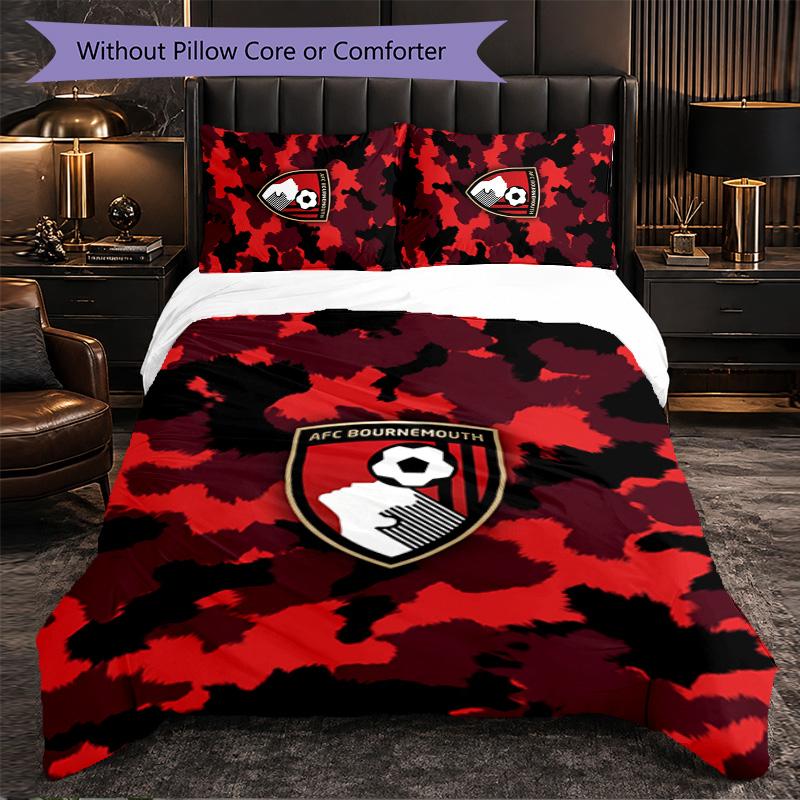 Set Biancheria da Letto Bournemouth Football 3 Pezzi Morbido Set Copripiumino con Federe Set Decorazione Camera da Letto per la Casa