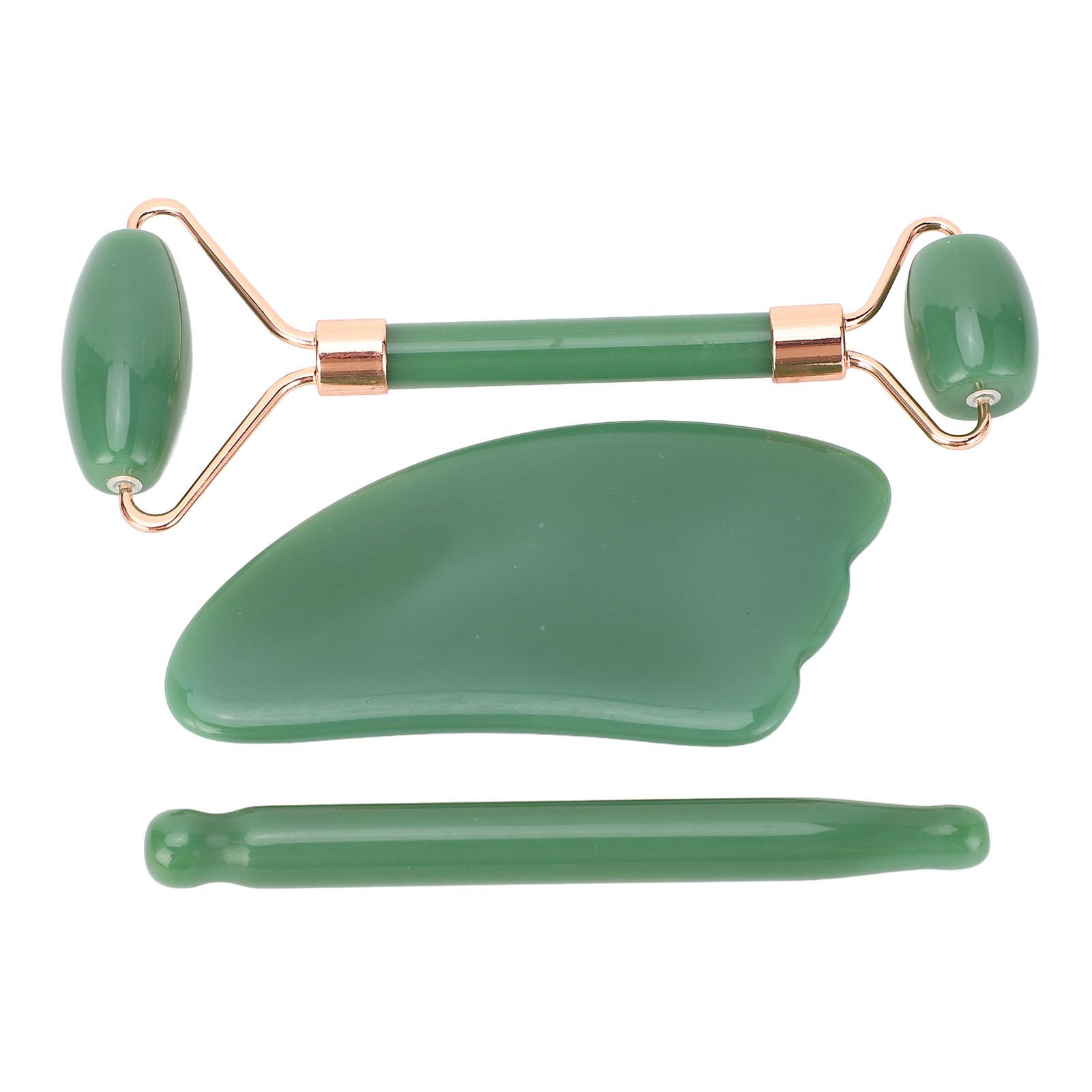 

Нефритовий роликовий масажний набір Gua Sha Manual Double Heads Jadestone Roller Massage Scraping Set Jades Green jadestone