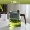 GIANXI Retro Glass Teapot Wood Handle Chinese Tea Ceremony Transparent Teawear Set Cup Filter High Boron Silicon Pot  530ML