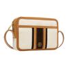 Bally Gare Striped Suede Embroidered Logo Zipper Closure Fabric Crossbody Bag Men Bags Beige 6304838