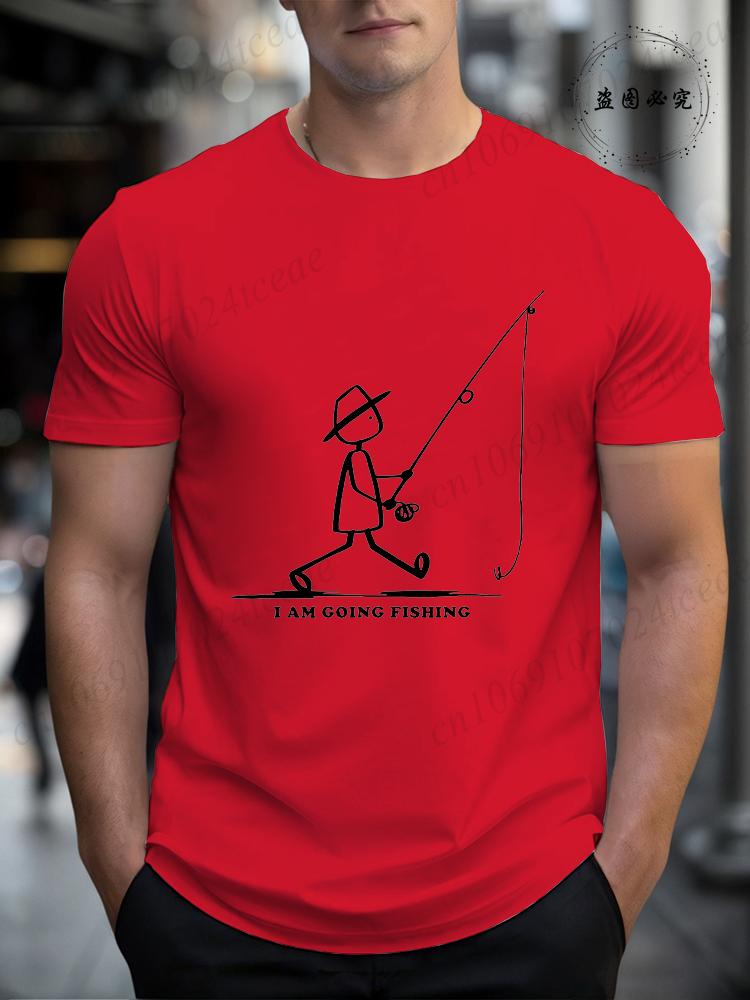 Mens Mens Going Fishing Graphic Casual T Shirt Summer Printed TShirt Soft Round Neck Short Sleeve Tee Shirts Unisex Harajuku