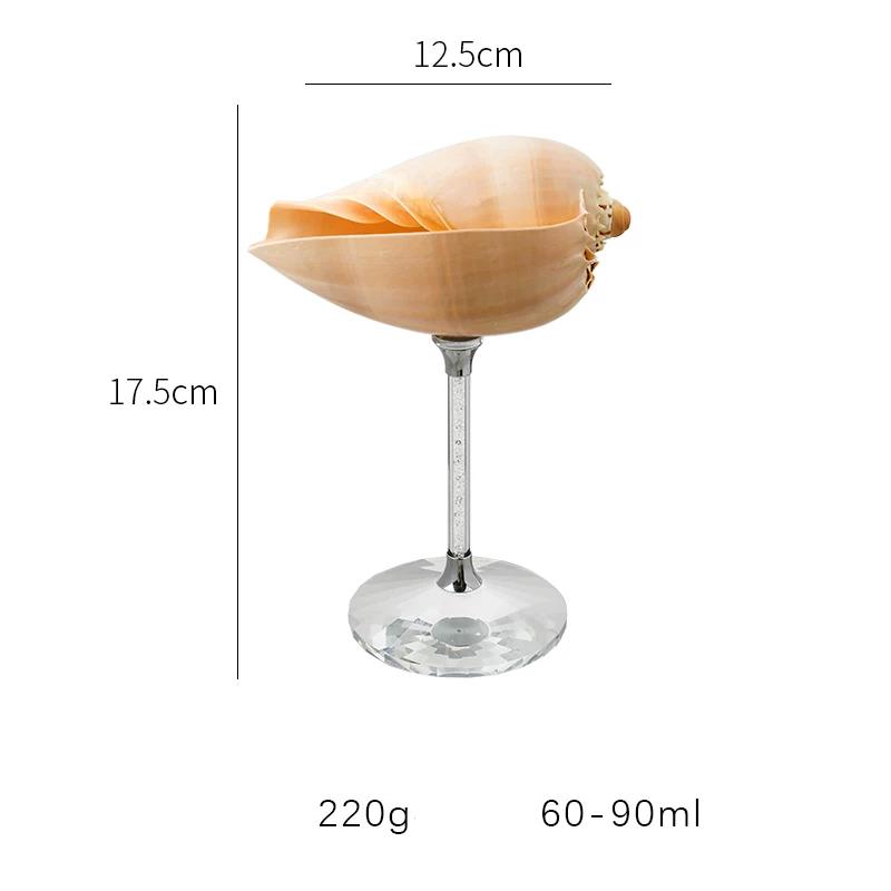 Natural Conch Shell High Footed Cup Ornaments Handmade Creative Champagne Red Wine Glass Storage Tray Decoration Birthday Gifts