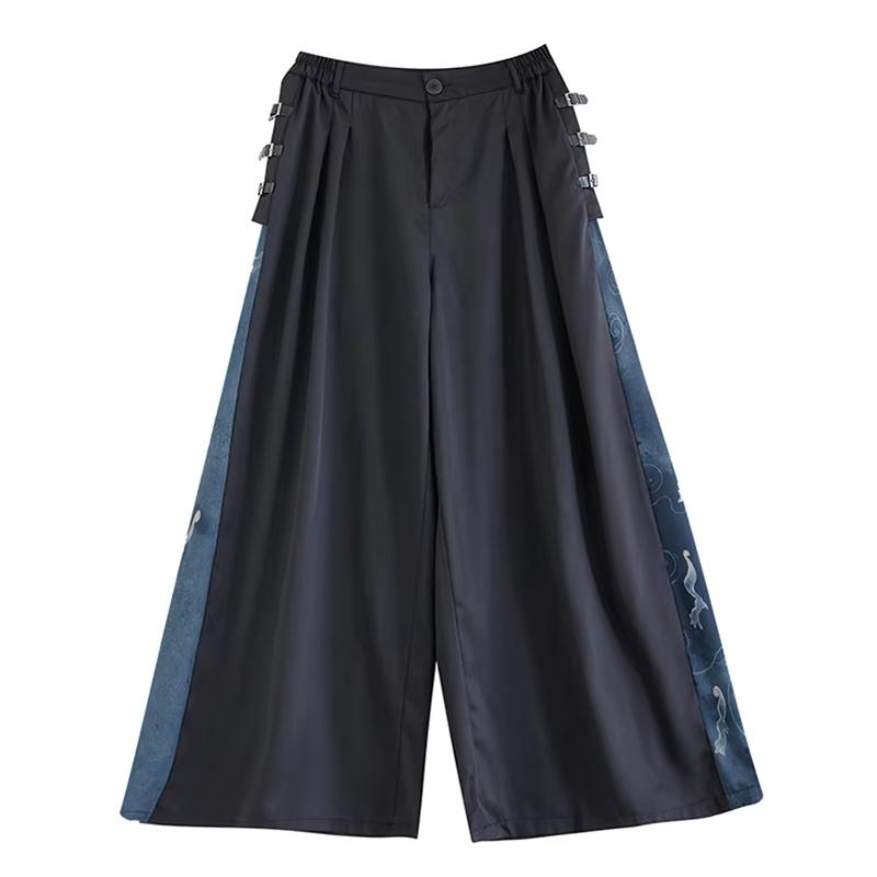 

Брюки контрастного цвета с принтом в стиле пэчворк XITAO DMJ4179 XL