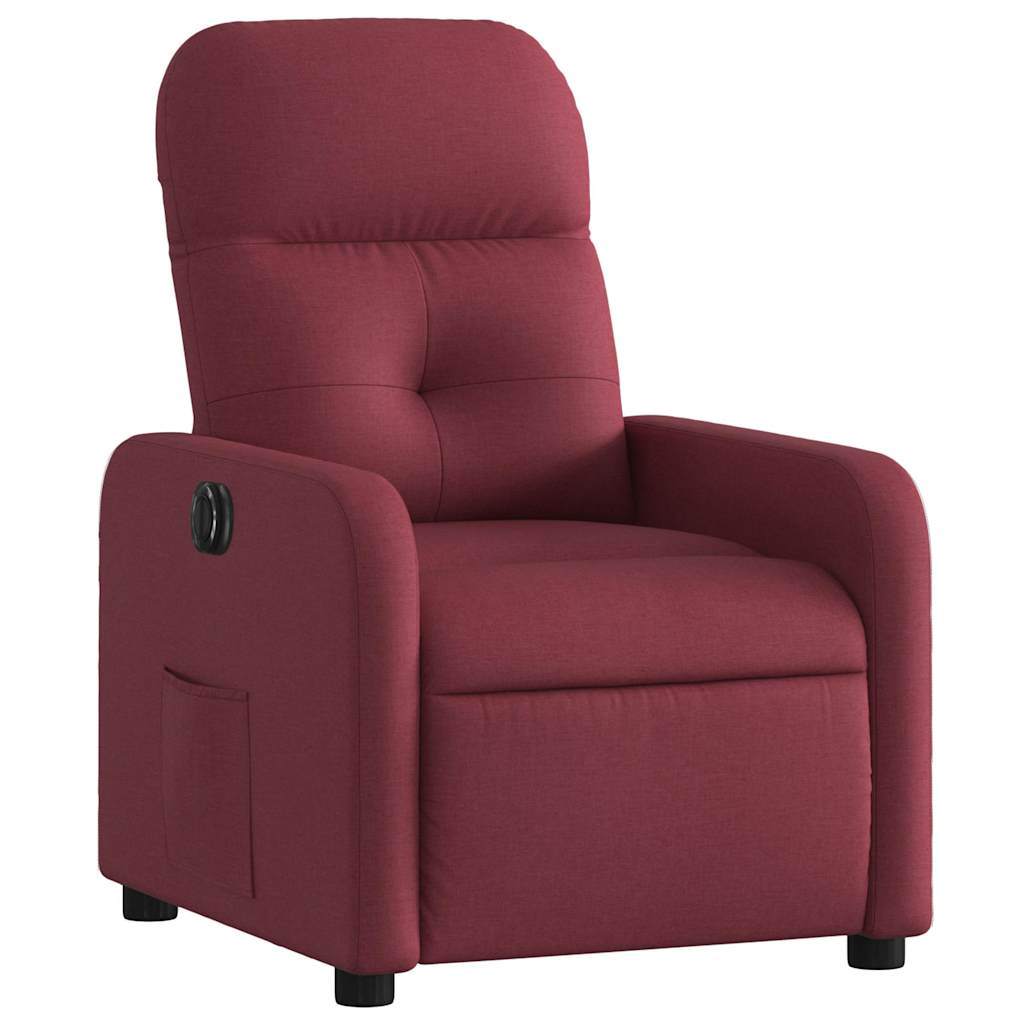 Electric Recliner Chair Wine Red Fabric