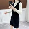 Faux Mink Knitted Waistcoat Spring and Autumn Mohair V-neck Vest Knitting Versatile Sleeveless Mid-length Casual Women's Dress