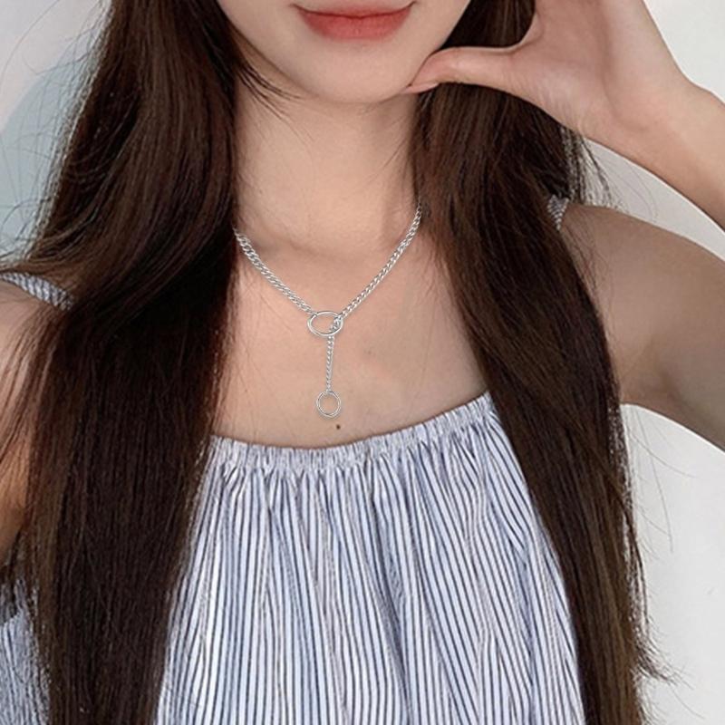 Fashionable Alloy Circle Chain Necklace Versatile Round Chain Necklace Neck Accessory For A Touch Of Punk In Any Outfit