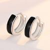 Buyee 925 Sterling Silver Small Clip Earring Circle Black Acrylic Sweet Earring for Woman Fashion Party Fine Jewelry Earring
