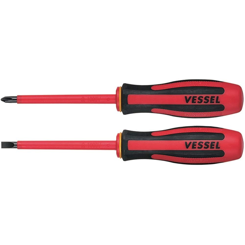 VESSEL MegaDora Insulated Screwdriver Set (2-Piece), Electric Shock Protection, VDE Certified, 96...
