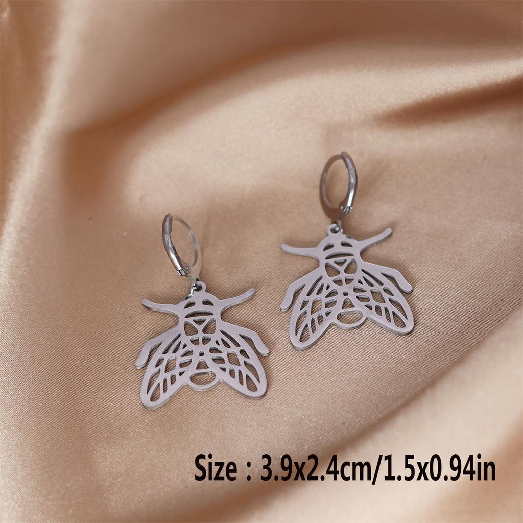 Kinitial Stainless Steel Bulldog Unicorn Dragon Fairy Turtle Sword Death Moth Earrings For Women Trendy Piercing Jewelry