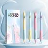 4 Pcs Erasable Pen Neutral Pen Cartoon Sleeve Button Pen Upright Posture Thermal Eraser High Aesthetic Value Press Protection