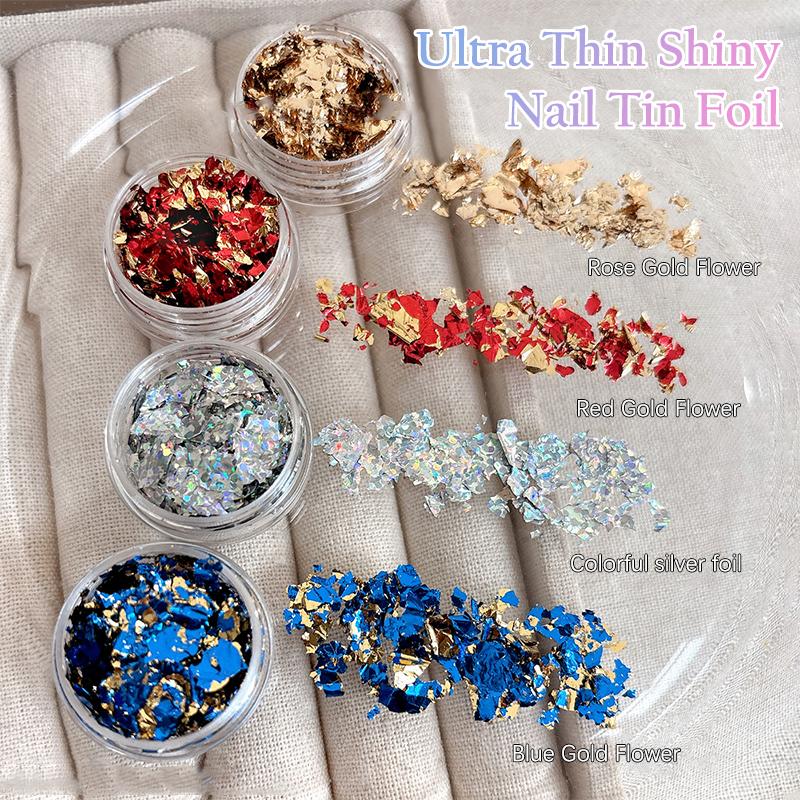 1Box Multi Color Gold Leaf Flakes Nail Glitter Foil DIY Sticker Art Decorations for Nail Art