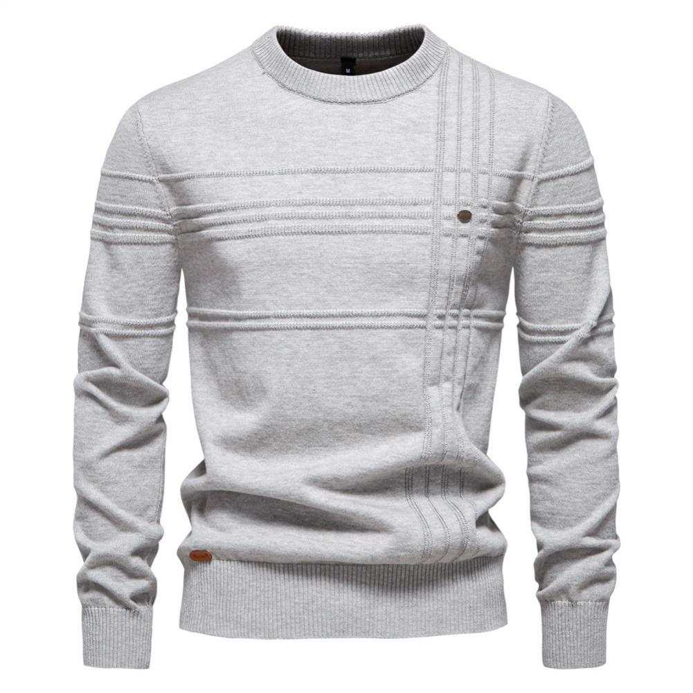 Herbst- und Winter Herren Rundhals-Pullover Hochwertiger Herren Einfarbpullover