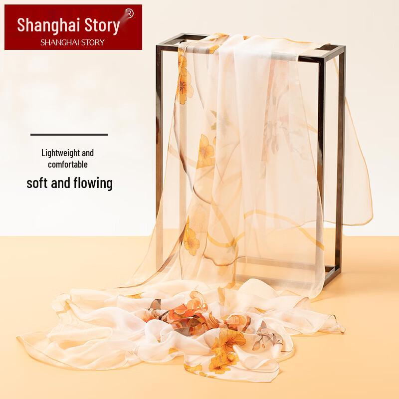 Shanghai Story Women's 100% Mulberry Silk Chiffon Scarf