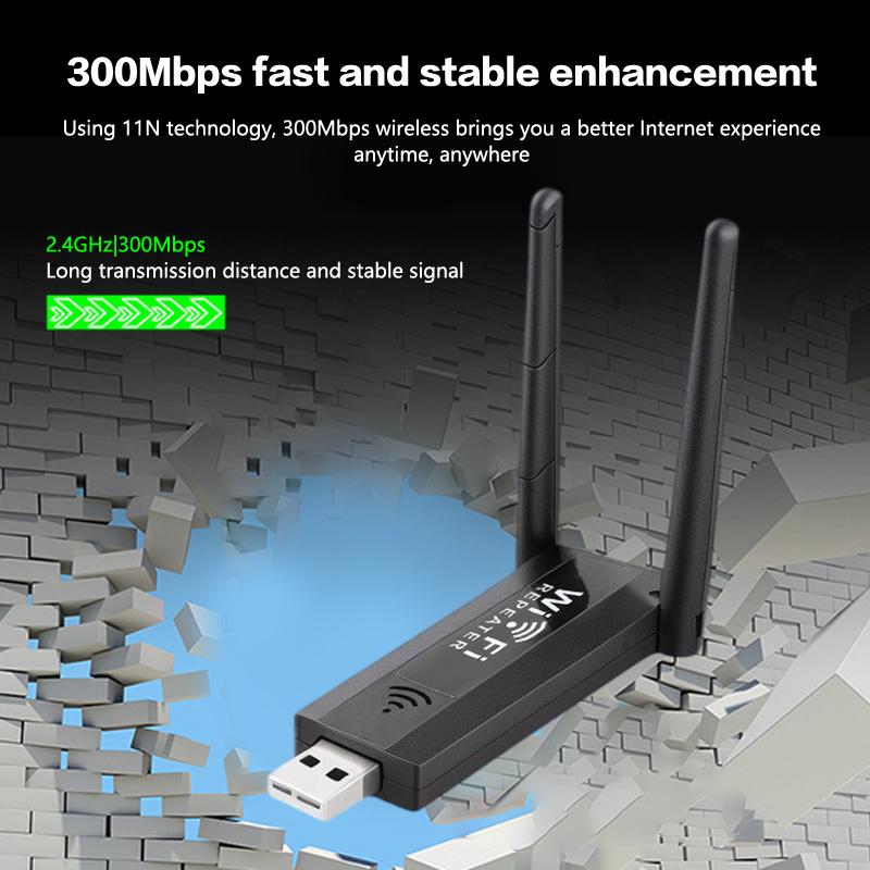 300Mbps Wireless Usb Wifi Repeater Adapter Extender Drive Free Wireless Network Card Signal Router Wifi Receiving Transmitter