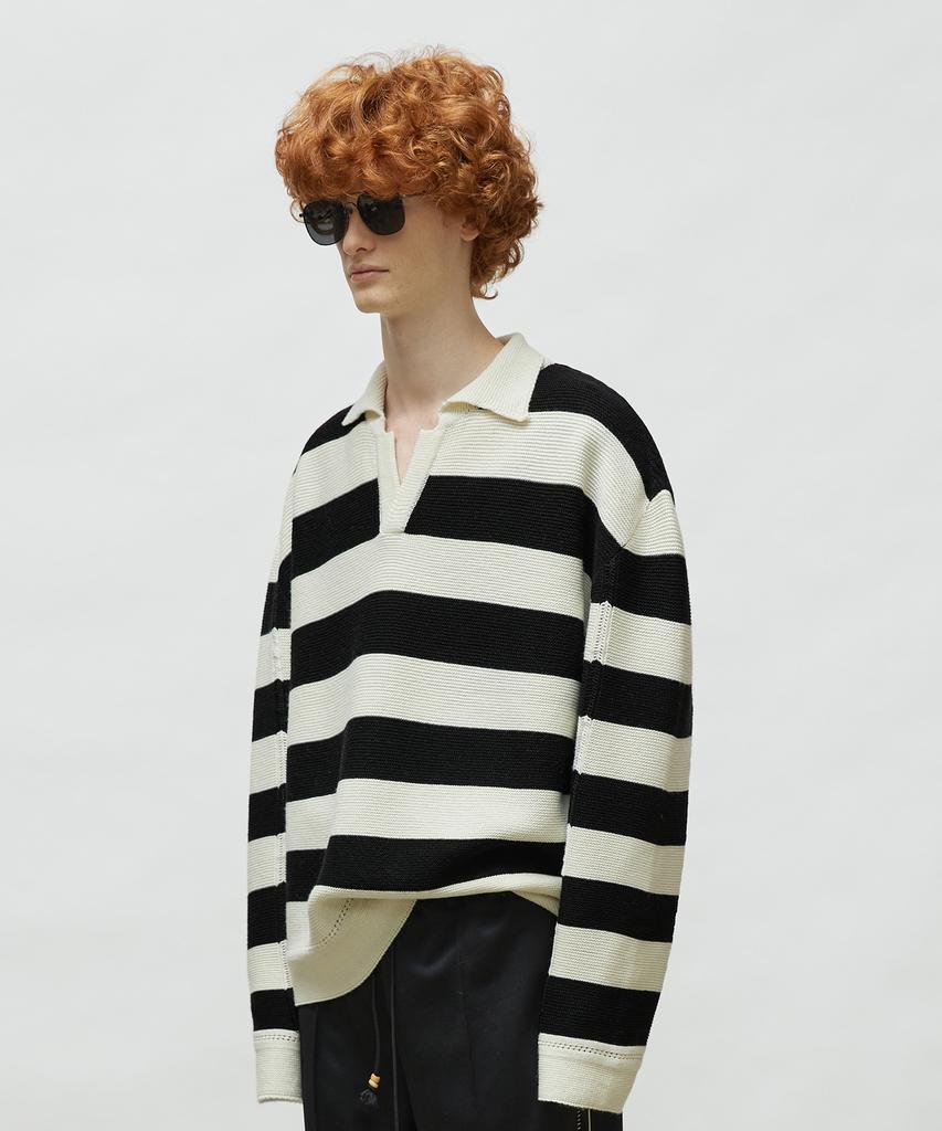 LMOOD Preppy Striped Pullover Knit Cream