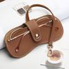 Soft Faux Leather Glasses Sunglasses Eyewear Organizer Case Holder Portable Bag with Keychain Hook