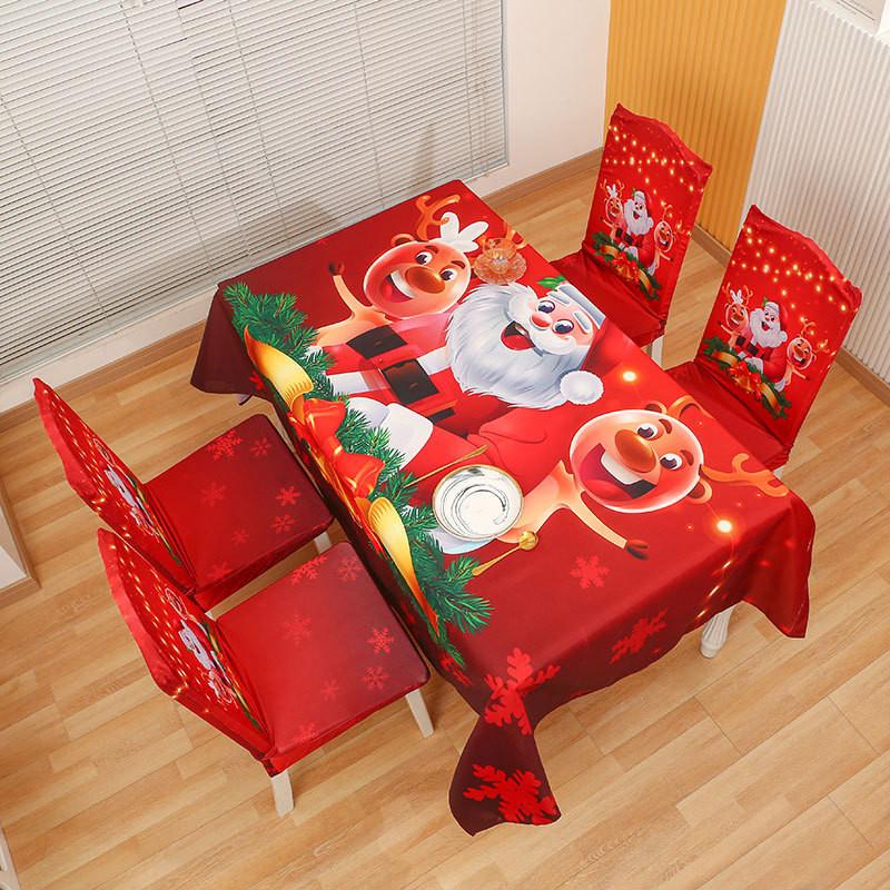 Santa Cartoon Christmas Claus Print Chair Covers Tablecloths Family Festivities