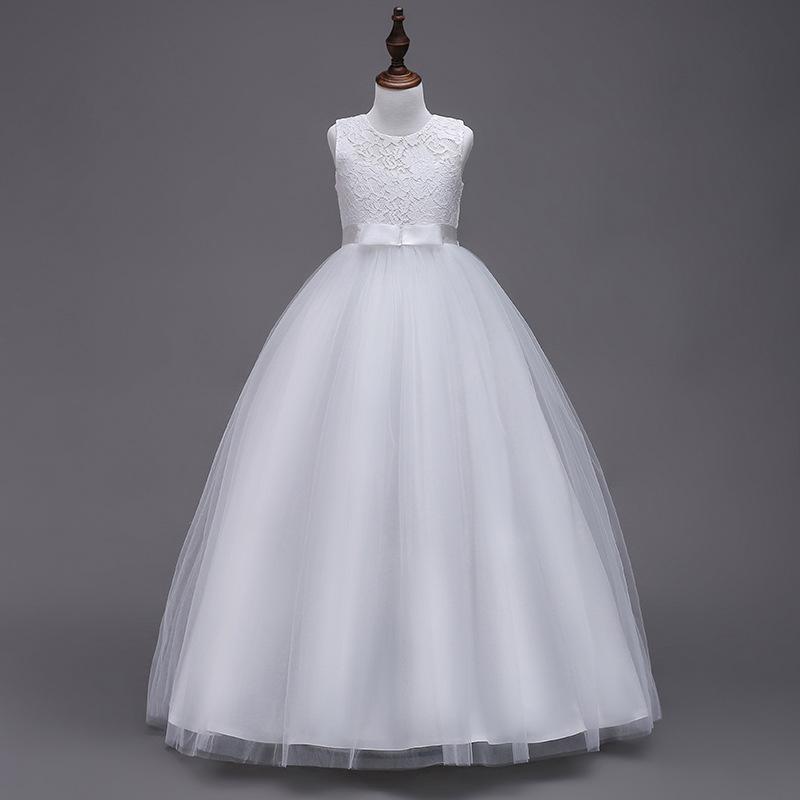 Children's Formal Lace Princess Dress with Long Puffy Skirt for Weddings
