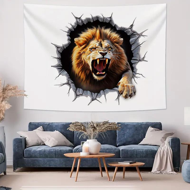 3D Lion Wall Hanging Creative Home Decor Art Tapestry for Living Room Bedroom Background Wall Decoration