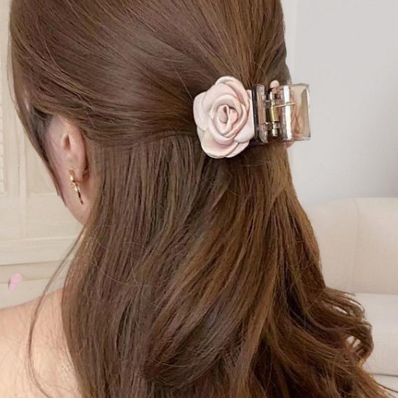 3Pcs Fashion Elegant Romantic Milk Tea Colored Satin Camellia Hairpin New High End Hair Style Grip Clip Chinese Headwear