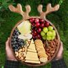 Christmas Dinner Plate Wooden Cheese Charcuterie Board Xmas Platter Wood Charger Plates For Christmas Holiday Festive Serving Dish Decorat