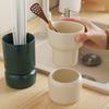2pcs a Set Minimalist Solid Color Ceramic Kitchen Drain Rack & Chopstick Holder - Multifunctional Tableware Storage Organizer Set